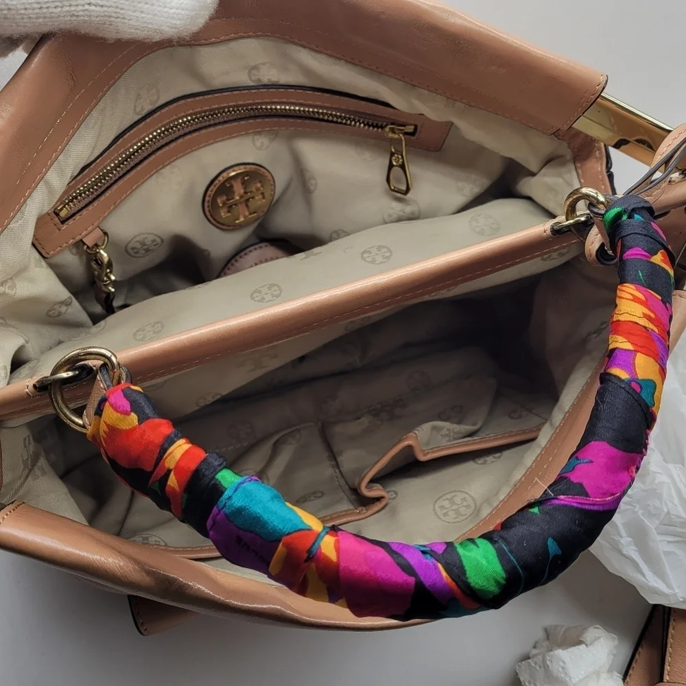 Designer Tory Burch Priscilla Small Frame Satchel Shoulder Strap Push Lock Clasp